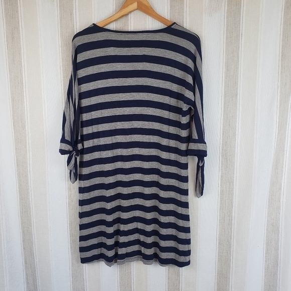 Soft Surroundings Striped Jersey Knit Tunic Dress Blue Gray Size Petite Medium - Picture 8 of 8